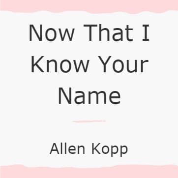 Cover for Now That I Know Your Name