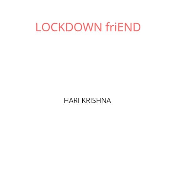 Cover for LOCKDOWN FRIEND