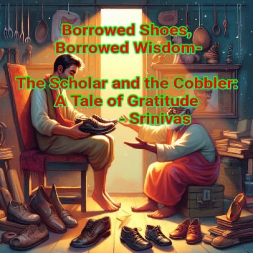 Cover for Borrowed Shoes, Borrowed Wisdom- The Scholar and the Cobbler: A Tale of Gratitude