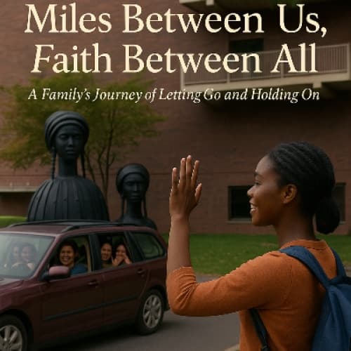 Cover for Miles Between Us, Faith Between All” Subtitle: A Family’s Journey of Letting Go and Holding On
