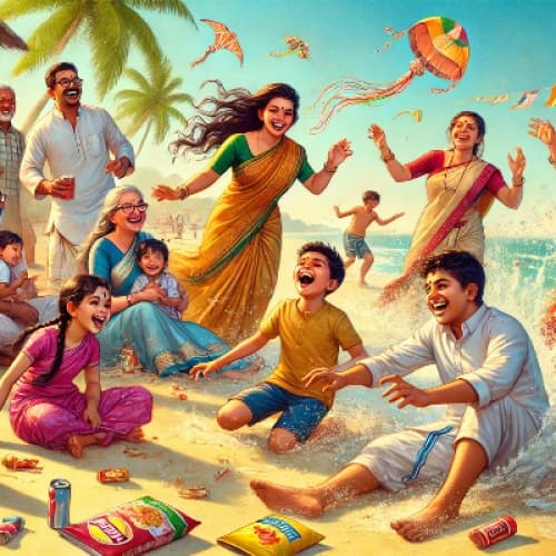The Great Pongal Beach Bungle: Sand, Sneezes, and Silliness!
