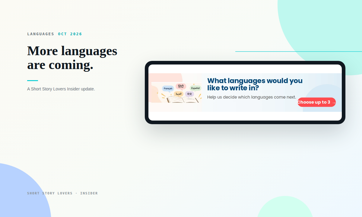 Short Story Lovers language survey campaign shown in the Insider visual style