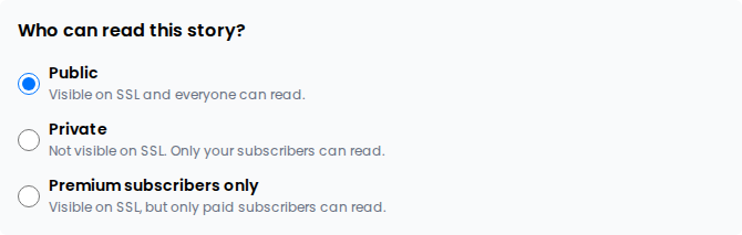 Story Details and story visibility options
