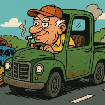 A poetic remark to the impatient truck driver who nearly hit me