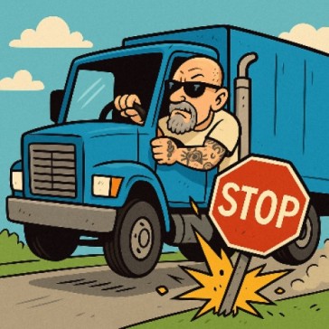 Wait your god damn turn at the stop sign old man with the truck